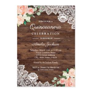 Floral Rustic Wood Lace Quinceanera