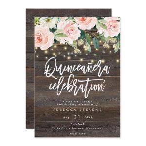 floral rustic wood quinceanera 15th birthday