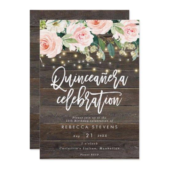 floral rustic wood quinceanera 15th birthday