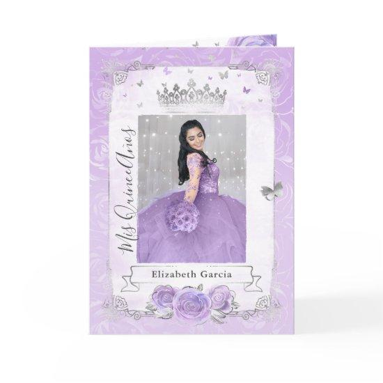 Floral Silver and Light Purple Quince Photo Folded