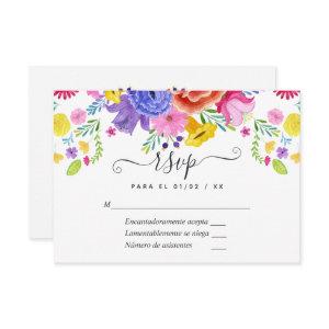 Floral Spanish Fiesta Quinceañera RSVP Card