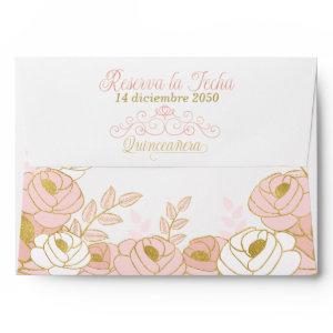 Floral Spanish Quinceanera Pink Envelope
