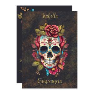 Floral Sugar Skull Quinceanera Birthday Spanish