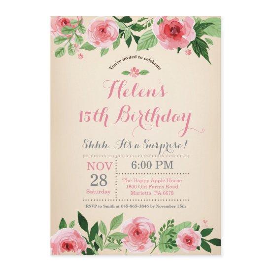 Floral Surprise 15th Birthday  Pink