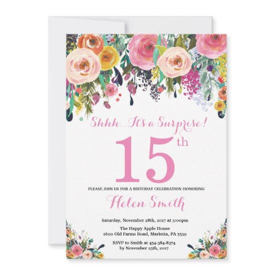 Floral Surprise 15th Birthday  Pink