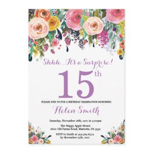 Floral Surprise 15th Birthday  Purple