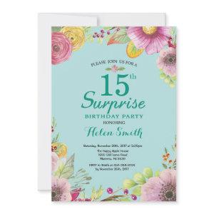 Floral Surprise 15th Birthday  Teal