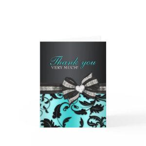 Floral Swirl Sweet Sixteen Thank You Card