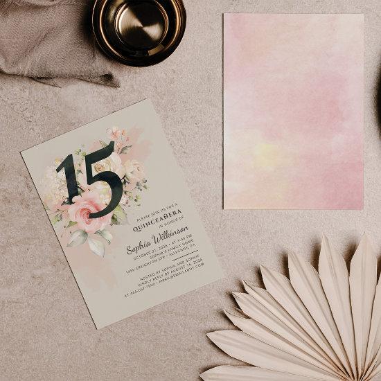 Floral Watercolor 15th Birthday Quinceanera Script