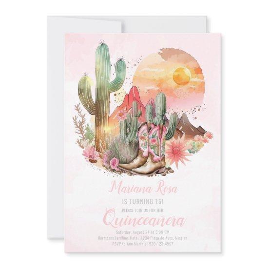 Floral Western Boots Quinceanera Birthday