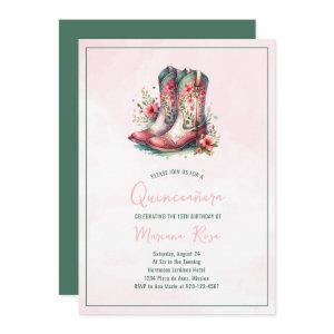 Floral Western Boots Quinceanera Birthday