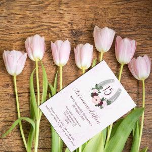 Floral Western Horseshoe Quinceanera Accommodation Enclosure Card
