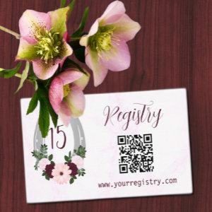 Floral Western Horseshoe Quinceanera Registry Enclosure Card