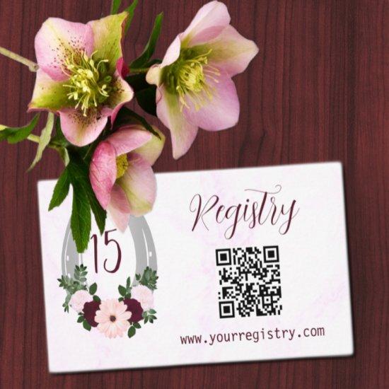 Floral Western Horseshoe Quinceanera Registry Enclosure Card