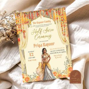 Floral Yellow Half Saree Indian Girl Ceremony