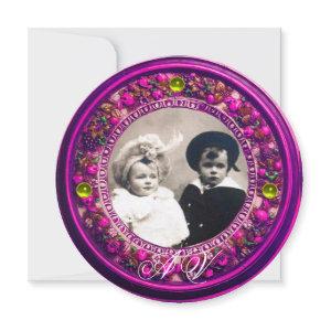 FLORENTINE RENAISSANCE PINK FLORAL CROWN MONOGRAM