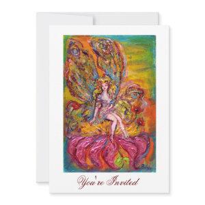 FLOWER FAIRY ON THE PINK IRIS Fantasy Yellow White