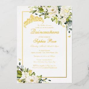 Flower Golden Butterfly Quinceanera  Foil