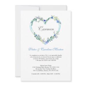 Flower Heart in Blue for Quinceañera