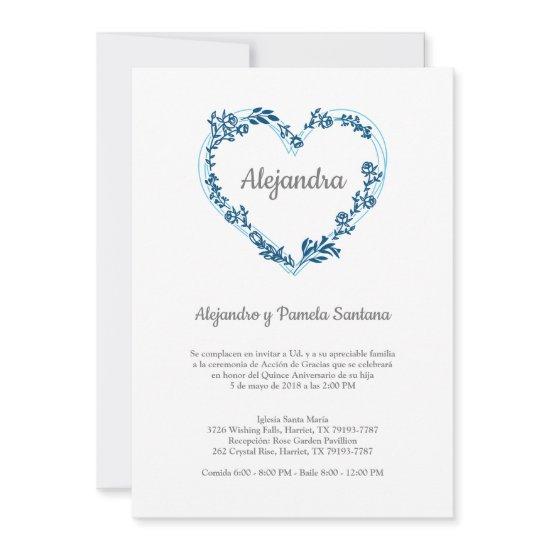 Flower Heart in Blue Tones for Quinceañera