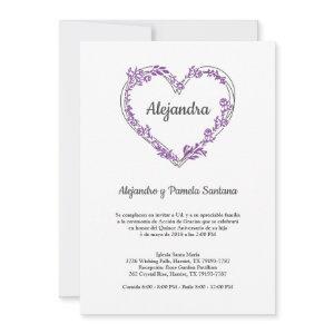 Flower Heart in Morado for Quinceañera