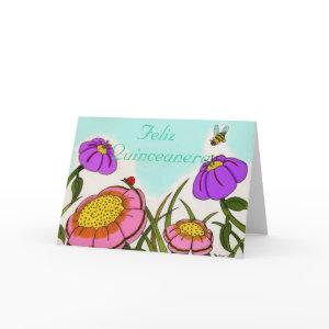 Flower Meadow "Happy Quinceanera" Card
