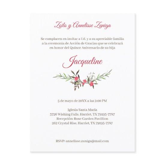 Flowers and Red Branches for Quinceañera  Postcard