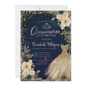 Flowers,Diamonds,Dress Blue Quinceañera