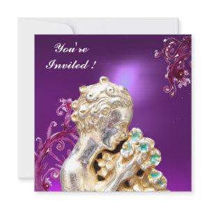 Flowers Pink Swirls In Blue,Purple Sweet 16 Party