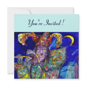 FLUTIST IN BLUE ,gold metallic paper