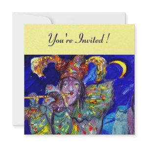 FLUTIST IN BLUE ,gold metallic paper