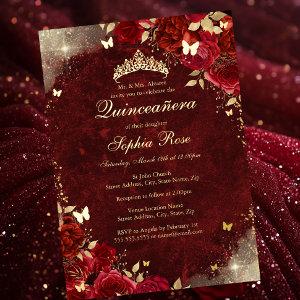 Foil Royal Red Gold Butterfly Floral Quinceanera Foil