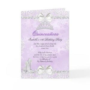 Folded Card Purple Quinceanera