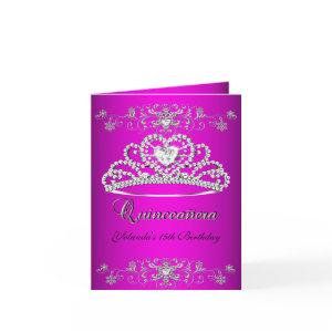 Folded Card Quinceanera Pink Tiara Photo
