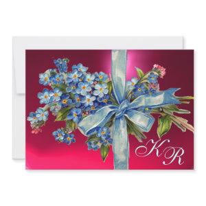 FORGET ME NOTS MONOGRAM WEDDING PARTY blue pink