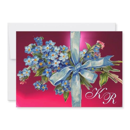 FORGET ME NOTS MONOGRAM WEDDING PARTY blue pink