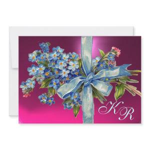 FORGET ME NOTS MONOGRAM WEDDING PARTY blue pink