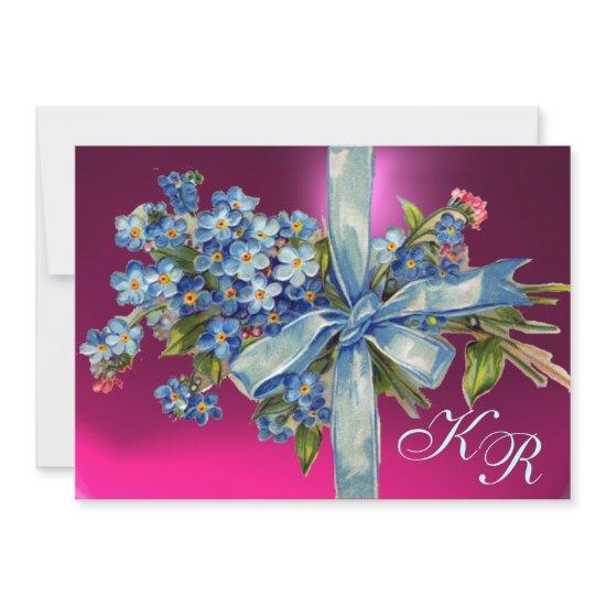 FORGET ME NOTS MONOGRAM WEDDING PARTY blue pink