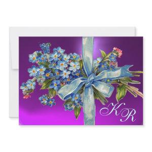 FORGET ME NOTS MONOGRAM WEDDING PARTY blue purple