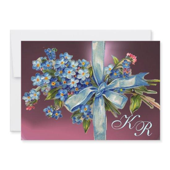 FORGET ME NOTS MONOGRAM WEDDING PARTY blue purple