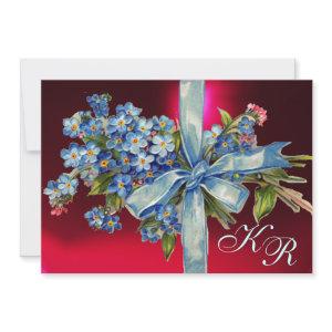FORGET ME NOTS MONOGRAM WEDDING PARTY blue red