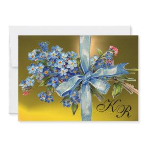 FORGET ME NOTS MONOGRAM WEDDING PARTY blue yellow