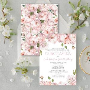 Formal Elegant Blush Pink Floral Quinceanera