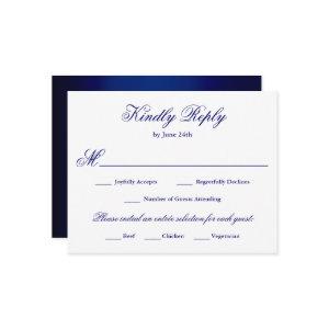 Formal Script Royal Blue Meal Choice RSVP Card