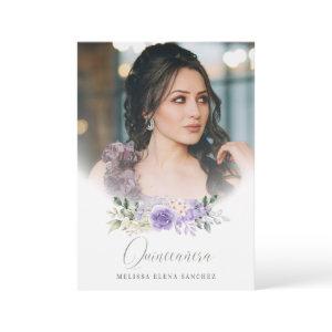Foto Quinceañera Español Guirnalda Floral Morada