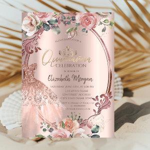 Frame Swirls Blush Flowers Dress Quinceañera