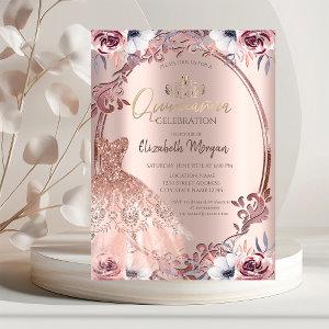 Frame Swirls Boho Flowers Dress Quinceañera