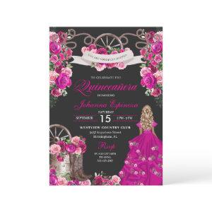 Fuchsia & Black Cowgirl Western Charro Quinceanera