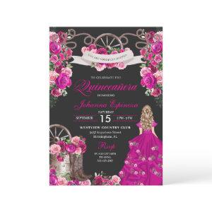 Fuchsia & Black Cowgirl Western Charro Quinceanera