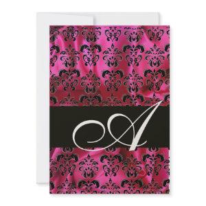 FUCHSIA  BLACK SILK DAMASK MONOGRAM , Champagne